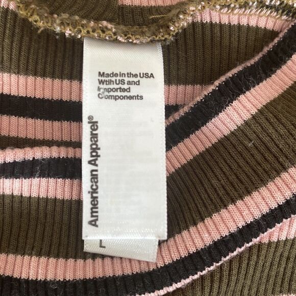 American Apparel Striped Ribbed Mock Turtleneck Long Sleeve Mini Dress - Picture 11 of 11